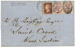 GREAT BRITAIN : 1878 1d Red + 2 1/2d Pink (x2) On Cover From LONDON To STE CROIX (DANISH WEST INDIES). Verso, Rare Cds C - Other & Unclassified