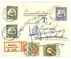 DSWA - OMARURU : 1901 5pf (x2) + 20pf Canc. OMARURU On REGISTERED Envelope To SWITZERLAND Taxed With 5c + 10c SWISS POST - Deutsch-Südwestafrika