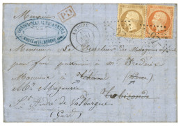 IRAN PERSIA - Incoming Mail : 1865 FRANCE 10c + 40c On Entire Letter With Text From ANDUZE Via CONSTANTINOPLE & TREBIZON - Iran