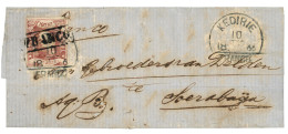 TOELONG-AGOONG : 1866 First Issue 10c Canc. FRANCO + KEDIRIE On Letter With Text Datelined "TANGONG" + Rare Straight Lin - Niederländisch-Indien