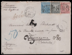 Basutoland 1882 Three-Colour Letter Mafeteng To Spain, BONC 156 - Autres & Non Classés
