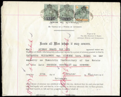 Cape Of Good Hope 1912 Transfer Deed Hope Standing Â£4 Etc - Cape Of Good Hope (1853-1904)