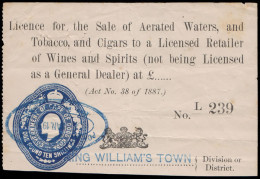 Cape Of Good Hope 1910 License For Aerated Waters, Tobacco Etc - Cape Of Good Hope (1853-1904)
