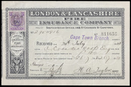 Cape Of Good Hope 1903 KEVII 6d On London & Lancashire Receipt - Cape Of Good Hope (1853-1904)