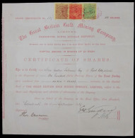 Cape Of Good Hope 1889 Share Certificate Great Britain Gold - Kaap De Goede Hoop (1853-1904)