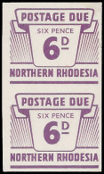 Northern Rhodesia Postage Dues 1963 6d Imperf Pair, Rare - Rhodésie Du Nord (...-1963)