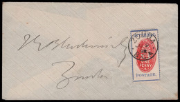 Nyasaland 1898 1d Cheque Stamp On Zomba Letter, VF - Nyassaland (1907-1953)