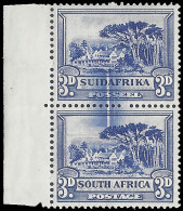 South Africa 1933 3d Intense Doctor Blade Flaw Pair - Zonder Classificatie