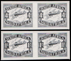 SOUTH AFRICA 1929 AIRMAILS 4D & 1/- PLATE PROOF PAIRS IN BLACK - Unclassified