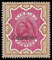 Zanzibar 1895 QV 2r Daun's Capital Z Variety - Zanzibar (...-1963)