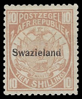 Swaziland 1889 10/- Dull Chestnut F/M, Expertised - Rarity! - Swaziland (...-1967)