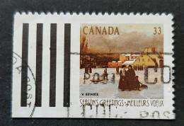 Canada 1989  USED  Sc1259,  Edges 3 X 33c Christmas 1989, Winter Landscapes - Used Stamps