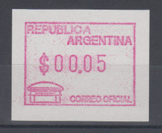 Argentinien, Frama-ATM Alter Briefkasten, Wert $ 00,05, Mi.-Nr. 3 ** - Franking Labels