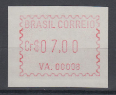 Brasilien FRAMA-ATM VA.00008, Wert 07,00 Cr$, Von VS **  - Vignettes D'affranchissement (Frama)
