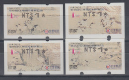 China Taiwan Nagler-ATM Kraniche, Stern 5-strahlig Klein, Mi.-Nr. 7.1 - 10.1 - Automatenmarken