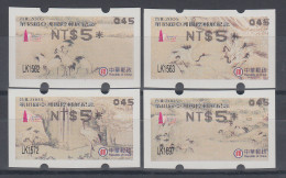 China Taiwan Nagler-ATM Kraniche, Stern 8-strahlig Gerade, Mi.-Nr. 7.3e - 10.3e - Distributors