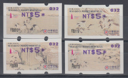 China Taiwan Nagler-ATM Kraniche, Stern 8-strahlig Gerade, Mi.-Nr. 7.3f - 10.3f - Distributors