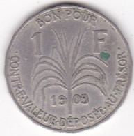 Colonie De La Guadeloupe, Bon Pour 1 Franc 1903, En Maillechort, Lec# 57 - Guadalupa E Martinica