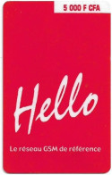 Senegal - Sentel - Hello, Red Card (Small Face Value, With Barcode), GSM Refill 5.000CFA, Used - Senegal