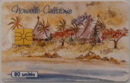 CASES ET LAGON - Peinture De Janine GOETZ - Télécarte Nouvelle Calédonie 80 Utilisée - Peinture