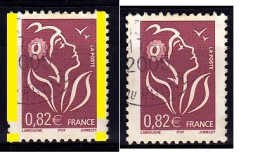 Variété Bande De Phosphore à Cheval Sur Timbre 0,82€ Lilas-brun Type Marianne De Lamouche Oblitéré N°3757 - 2004-2008 Marianne Of Lamouche