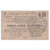 59 - DOUAI - CARVIN - BONS COMMUNAUX - 25 CENTIMES - 21/9/1914 22/5/1916 - TTB - Sin Clasificación