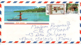 POLYNESIE AFFRANCHISSEMENT COMPOSE SUR LETTRE POUR LA FRANCE 1983 - Lettres & Documents