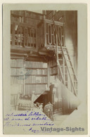 Impressive 2 Story Library With Ladder (Vintage RPPC 1904) - Bibliotecas