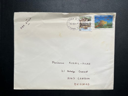 ENVELOPPE GRECE ATHENES POUR LONDRES GB 1989 - Brieven En Documenten