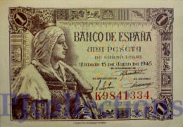 SPAIN 1 PESETA 1945 PICK 128a AU/UNC - 1-2 Pesetas