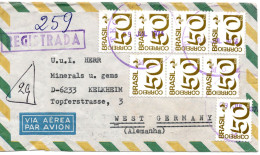 74894 - Brasilien - 1974 - 8@50c Ziffer A R-LpBf TEOFILO OTONI -> Westdeutschland - Lettres & Documents