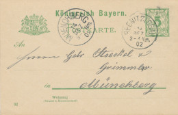 BAYERN ORTSSTEMPEL REGNITZLOSAU K1 Und MUENCHBERG (MÜNCHBERG) K1 1902 Auf 5 Pf Rauten GA - Postal  Stationery