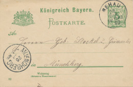 BAYERN ORTSSTEMPEL REHAU K1 1902 Auf 5 Pf Rauten-GA Nach MUENCHBERG (MÜNCHBERG) - Postal  Stationery