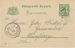 BAYERN ORTSSTEMPEL REHAU K1 1902 Auf 5 Pf Rauten-GA Nach MUENCHBERG (MÜNCHBERG) - Postal  Stationery