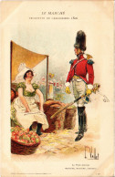 PC ARTIST SIGNED, L. VALLET, LE MARCHÉ, Vintage Postcard (b51369) - Vallet, L.