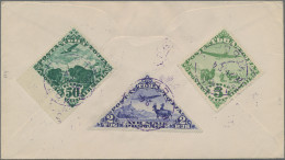 Tuva: 1934 Air Set To 2t., Complete But 75k., Used On Front Resp. On Back Of Cov - Tuva