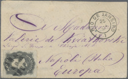 Brazil: 1879, Dom Pedro "perce" 200r. Black, Single Franking On Cover From Rio D - Storia Postale