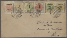 Mexico: 1870-1915, Vier Belege, U.a. SONORA 2. Ausgabe Auf Brief Nach Paris Mit - Mexiko
