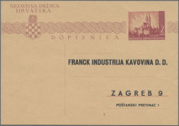 Croatia: 1941-1943, GS-Postkarte, 2 Kuna Karminrot, Zwei Ungebrauchte Karten Mit - Croatia