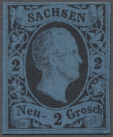 Sachsen - Marken Und Briefe: 1852, Friedrich August II., 2 Ngr. Schwarz Mit Geän - Saxe