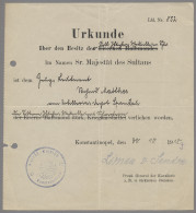 Militärmission: 1918, Verleihungsurkunde Einer Osmanischen Auszeichnung (silbern - Turquie (bureaux)