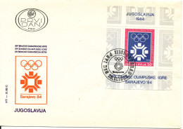 Yugoslavia FDC 25-11-19813 Souvenier Sheet Olympic Games Sarajevo 1984 With Cachet - Briefe U. Dokumente