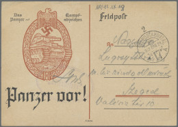 Feldpost 2. Weltkrieg: 1942, Feldpostkarte Mit Abbildung Des Panzerkampfabzeiche - Other