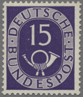 Bundesrepublik Deutschland: 1951, 15 Pf. Posthorn Mit Dem Wasserzeichen 4 Z Post - Ungebraucht