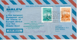 Hungary Air Mail Cover First Malev Flight Budapest - Stockholm 24-4-1970 - Cartas & Documentos