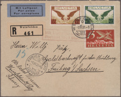 Schweiz: 1925/1940: Sieben Flug-/Luftpost-Briefe Mit Meist Guten Frankaturen, Au - Collections