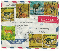 Burundi Lettre Avion Exprès Obl. Bujumbura 1975 > Bruxelles TP Animaux-Animals - Storia Postale
