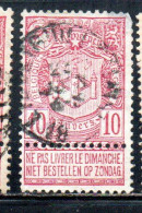 BELGIQUE BELGIE BELGIO BELGIUM 1894 COAT OF ARMS ANTWERP EXHIBITION ISSUE 10c USED OBLITERE' USATO - 1894-1896 Expositions