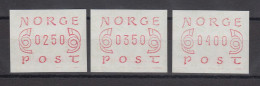 Norwegen 1980 FRAMA-ATM Posthörner Ziffern BREIT Braunrot Satz 250-350-400 **  - Machine Labels [ATM]