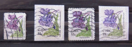 Ireland 2007 Flowers - 3 Different, 1 Smeller Sie, 2 Different Perforations, One Different Color - Gebruikt